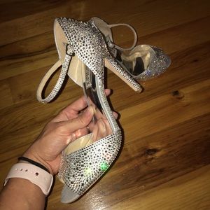 Swarovski crystal silver heels wedding shoes